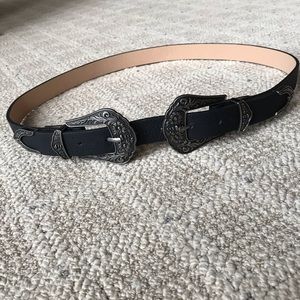 Women’s Double Buckle Western Belt Black